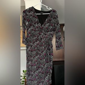 White House Black Market Faux Wrap Dress Sz 10
